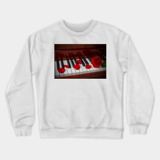 Red Rose On Piano With Rose Petals Crewneck Sweatshirt